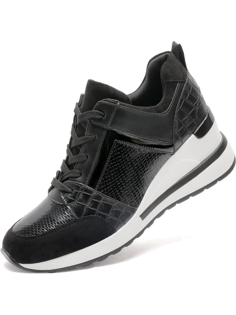 Stylish Women's High Heel Wedge Sneakers - Lace Up Platform Shoes for Comfort